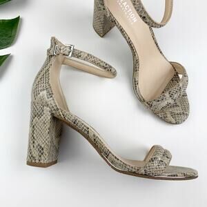 Reaction Kenneth Cole Lolita Sandals Heels Snakeskin Ankle Strap Women's 8